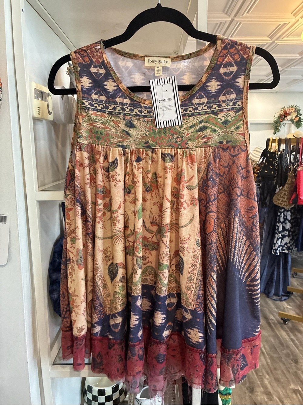 Liberty Garden Women's Sleeveless Boho Tunic Top in Multi-Color